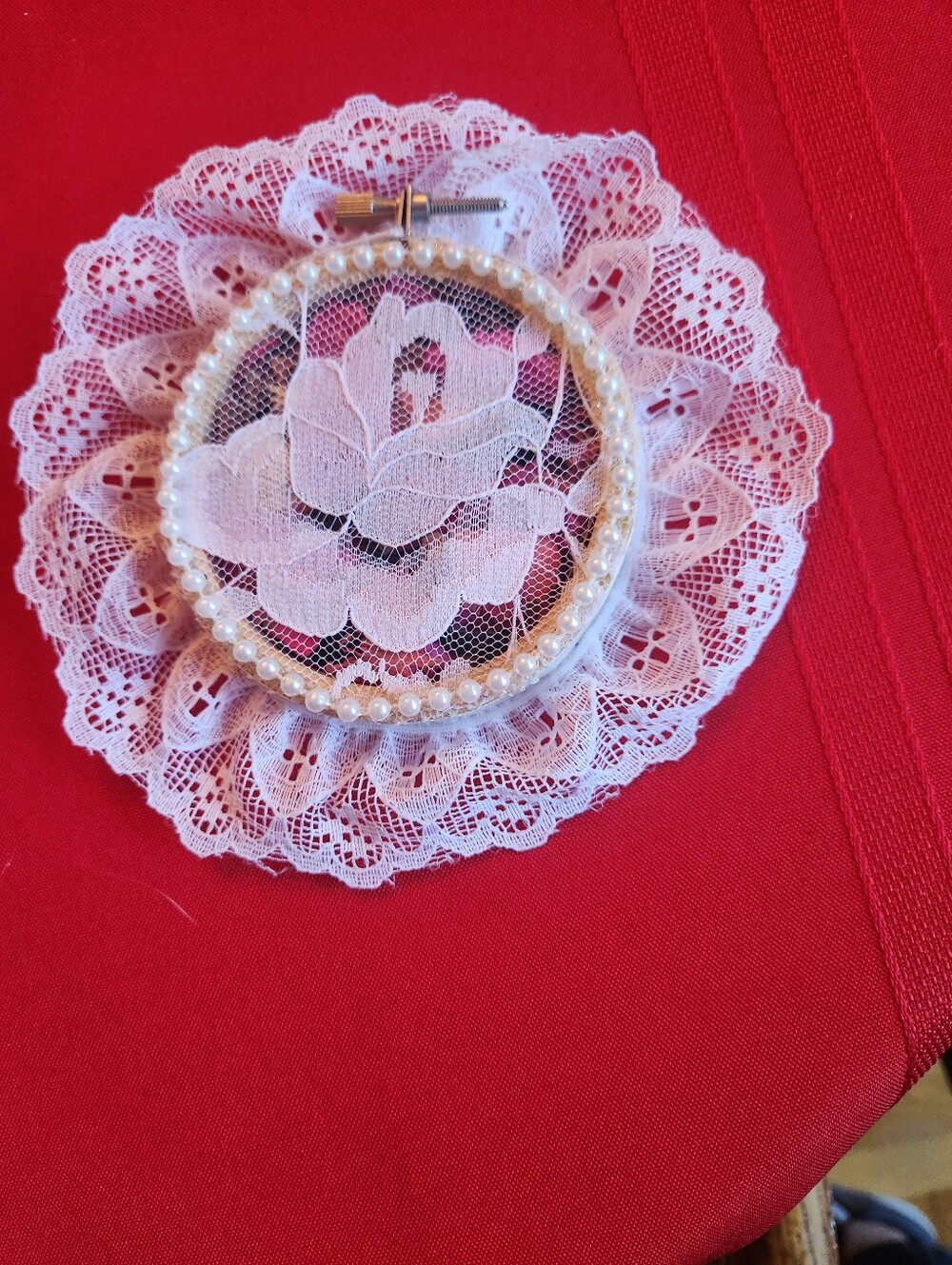 Delicate White Lace & Pearl Sachet